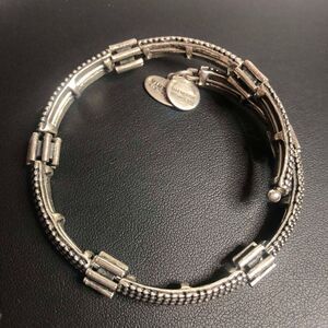 3120  Alex and Ani Pebble textured Energy Infuse wrap Bracelet Antique Silver